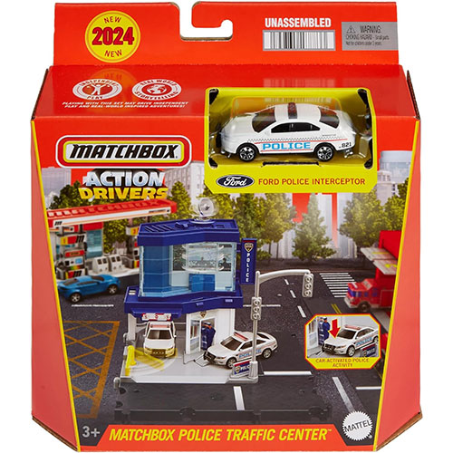 Mattel Matchbox Action Drivers Vehicle Playset - POLICE TRAFFIC CENTER  w/ Ford Police Interceptor
