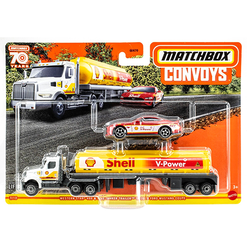 Matchbox Convoys Metal Vehicle - WESTERN STAR 49X & SHELL TANKER TRAILER with 2019 MUSTANG (HLM86)