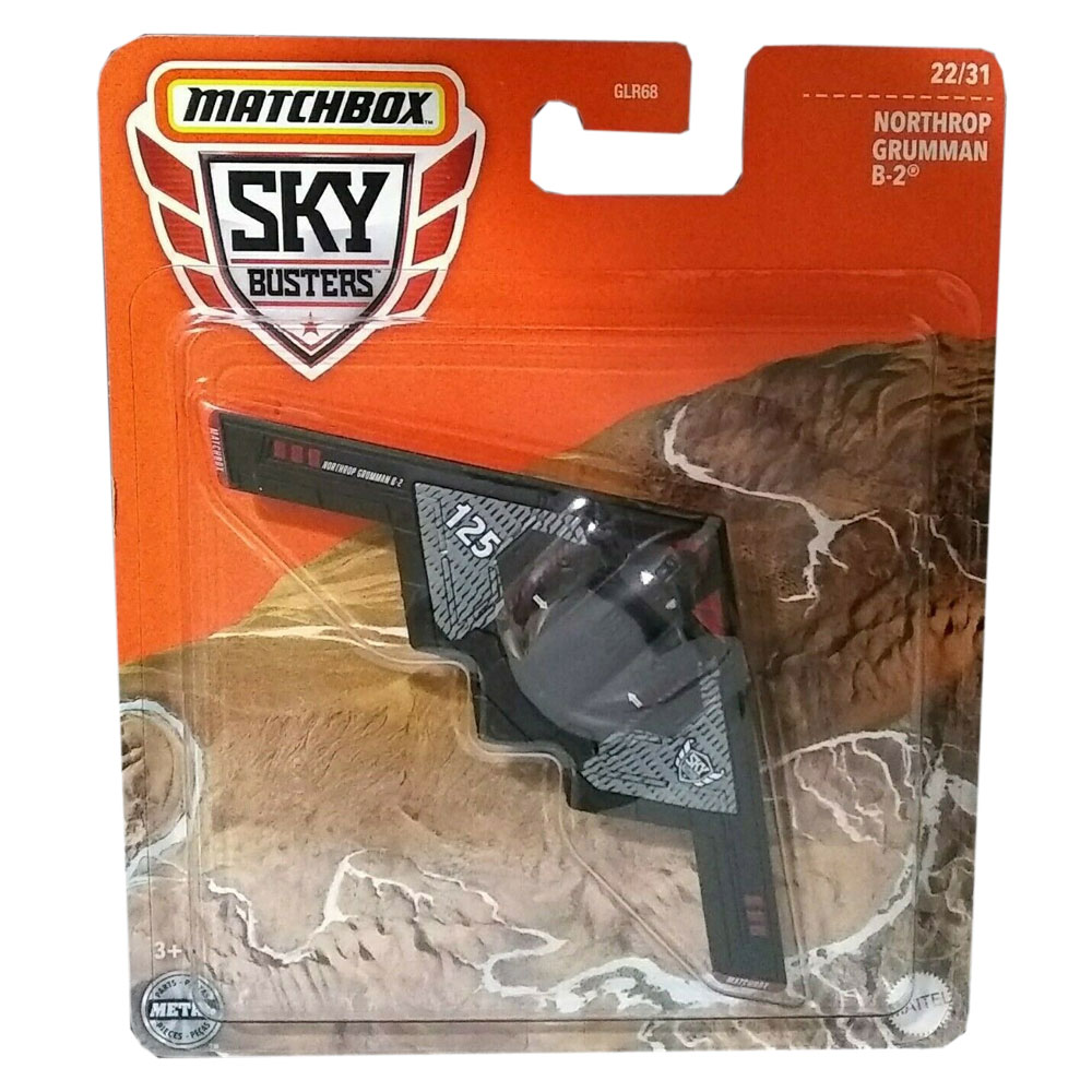 Mattel - Matchbox Skybusters Toy Metal Vehicles - NORTHROP GRUMMAN B-2 (Black, Red & Gray) GWM10