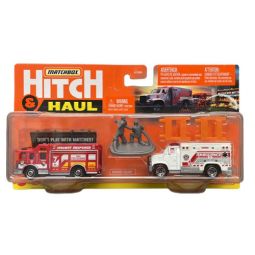 Matchbox Hitch & Haul Metal Vehicle - MBX FIRE RESCUE (Ambulance & HAZMAT Truck)(GWM57) 1/8