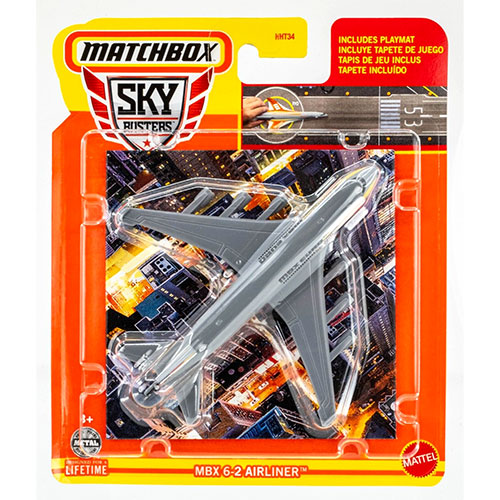 Mattel Matchbox Skybusters Toy Metal Vehicle - MBX 6-2 AIRLINER [Includes Playmat] HVM39