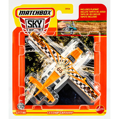 Mattel Matchbox Skybusters Toy Metal Vehicle - CESSNA CARAVAN (Island Research)[Incl. Playmat] HVM45