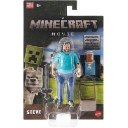 Mattel Minecraft Movie Action Figure - STEVE [Includes Iron Sword, Chicken Leg & Satchel] JFR57