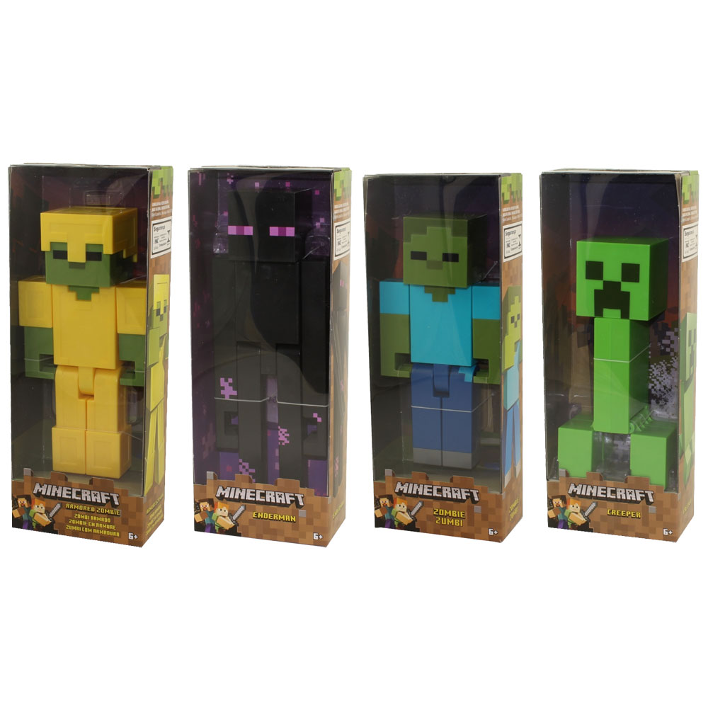 Mattel - Minecraft Articulated Action Figures - SET OF 4 (Enderman, Creeper & 2 Zombies)(8.5 inch)