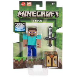 Mattel Minecraft Action Figure - STEVE [Includes Crafting Table & Iron Sword] JCN28