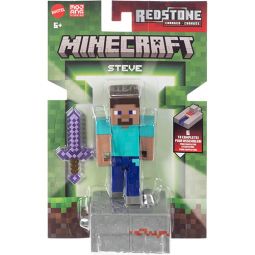 Mattel Minecraft Redstone Charged Action Figure - STEVE [Includes Enchanted Sword]