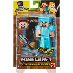 Mattel - Minecraft Comic Maker Action Figure - DIAMOND ARMOR STEVE (3.5 inch)