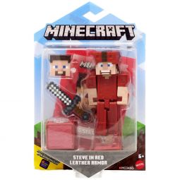 Mattel - Minecraft Comic Maker Action Figure - STEVE IN RED LEATHER ARMOR (3.5 inch) GLC66
