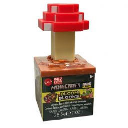 Mattel Minecraft Mini Mode - Bloom Blocks S2 - RED MUSHROOM (Mooshroom)[1 Plant, Sand & 1 Figure]