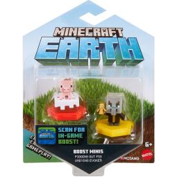 Mattel - Minecraft Earth Boost Minis 2-Pack - PIGGING OUT PIG & UNDYING EVOKER (1.5 inch) GMD16