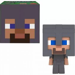 Mattel - Minecraft Mob Head Boxed Mini Figures - STEVE IN NETHERITE ARMOR (1 inch) HKR63