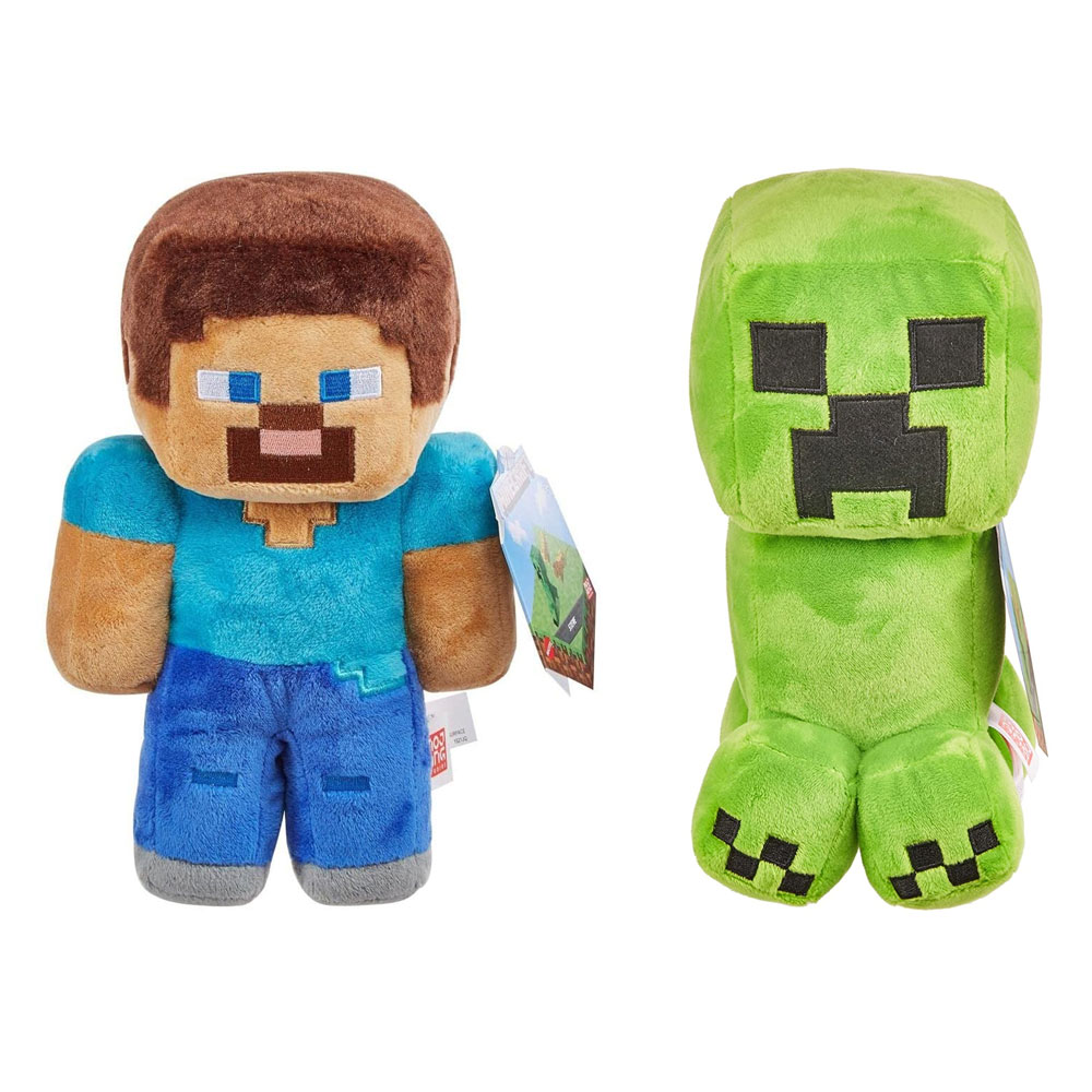 Mattel - Minecraft Plush Stuffed Animals - SET OF 2 (Steve & Creeper)(8 inch): - Toys, Plush, Trading Cards, Action Figures & Games online retail store shop sale Mattel - Minecraft Plush Stuffed Animals - SET OF 2 (Steve & Creeper)(8 inch): - Toys, Plush, Trading Cards, Action Figures & Games online retail store shop sale