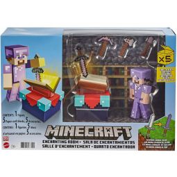 Mattel - Minecraft Mini Figure Playset - ENCHANTING ROOM (Includes 1 Figure, 5 Accessories & More)
