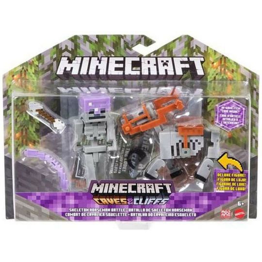 Mattel - Minecraft: Caves & Cliffs Action Figure Set - SKELETON HORSEMAN  BATTLE (GTT55)