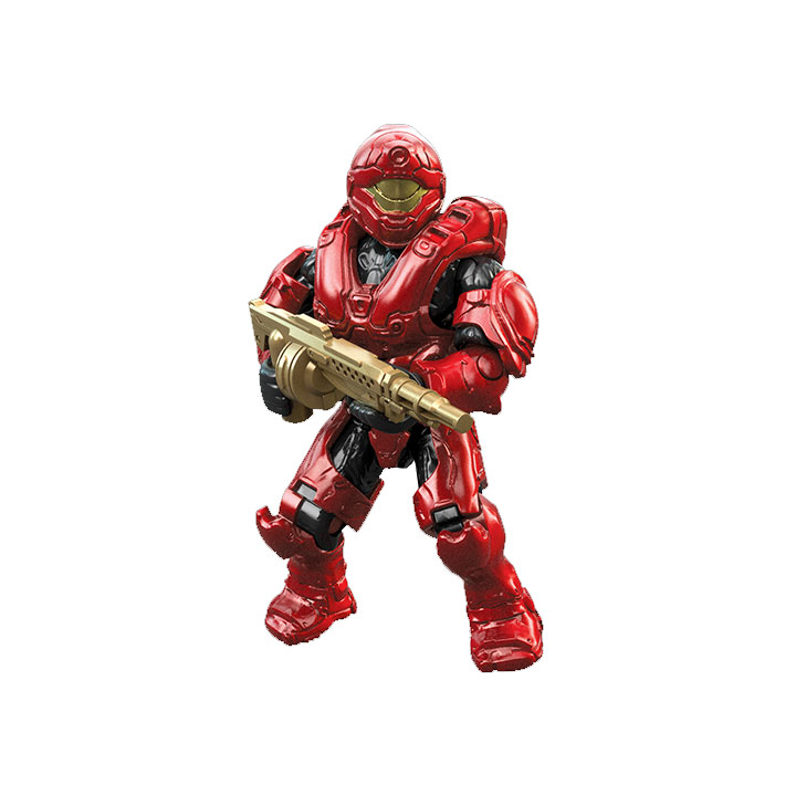 MEGA Construx - Halo: 10 Year Anniversary Micro Action Figures - RED SPARTAN STINGER w/ Gold SAW