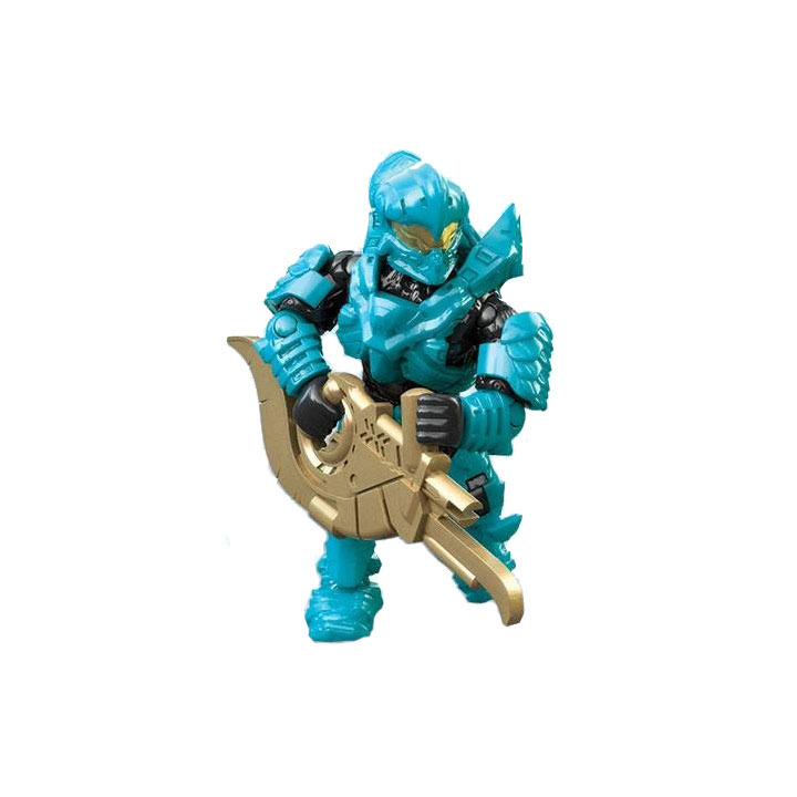 MEGA Construx - Halo: 10 Year Anniversary Micro Action Figures - TEAL SPARTAN w/ Gold Brute Shot