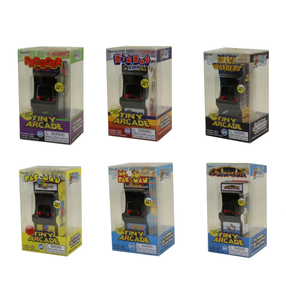 Super Impulse - Tiny Arcade Cabinet Keychains - SET OF 6 (Frogger, Dig Dug, Ms. Pac-Man, Galaxian +2