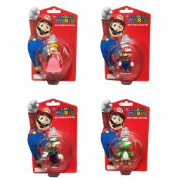 Super Mario Mini Figure Collection SET #1 - SET OF 4 [Luigi, Mario, Yoshi & Princess Peach]