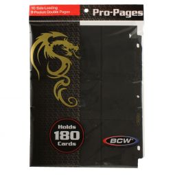 BCW Trading Card Supplies - PACK OF 10 SIDE-LOADING 9-POCKET DOUBLE PAGES (Black - Holds 180 Cards)