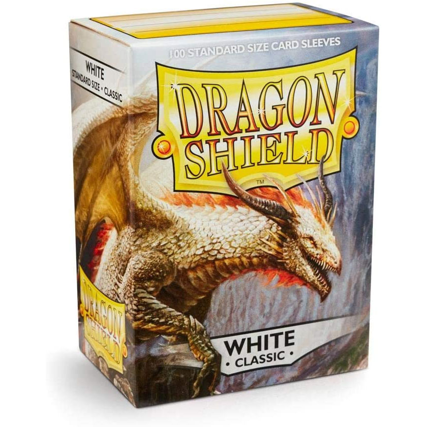 Trading Card Supplies - Dragon Shield Sleeves Box - WHITE (Classic)(Standard Size - 100 Count)