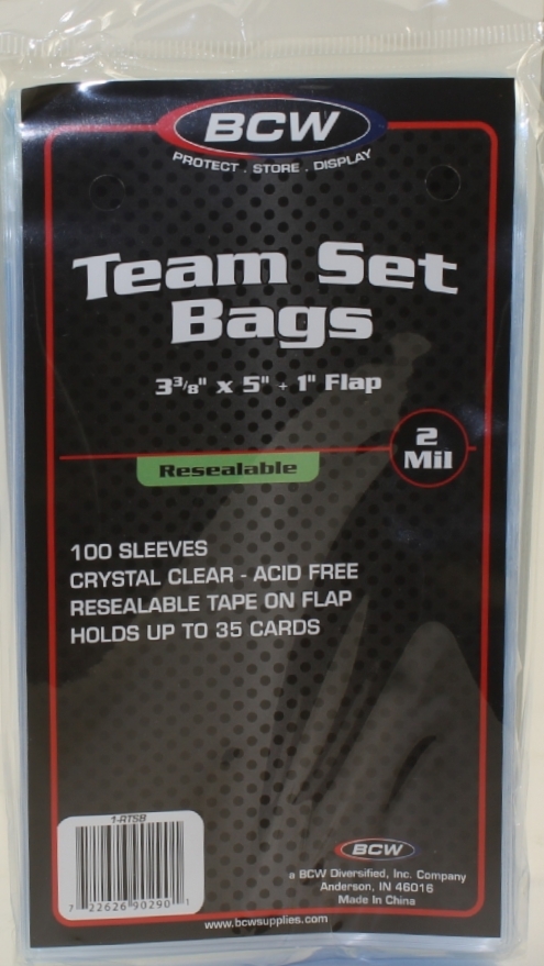 Trading Card Supplies - TEAM BAGS ( 100 Resealable Plastic Card Bags - Pack )