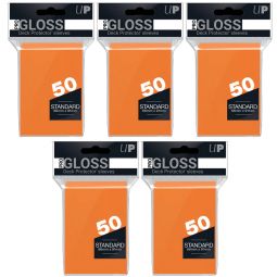 Trading Card Supplies - Ultra Pro DECK PROTECTORS - ORANGE (Lot of 5 - 250 Sleeves Total)(Standard)