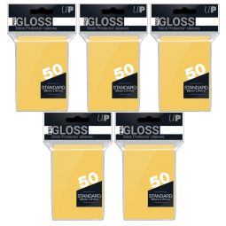 Trading Card Supplies - Ultra Pro DECK PROTECTORS - YELLOW (Lot of 5 - 250 Sleeves Total)(Standard)