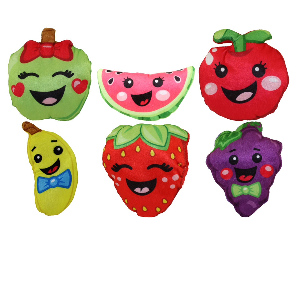 Nanco Plush - Fruit - SET OF 6 (Banana, Apple, Grapes, Strawberry, Watermelon, Cherry)(5 inch)