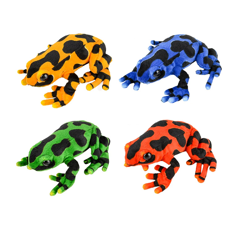 Adventure Planet Plush - SET OF 4 POISON DART FROGS (Red, Orange, Blue & Green)[8 inch]
