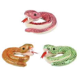 Rhode Island Novelty Plushes - SET OF 3 METALLIC SNAKES (Green, Red & Orange)(54 inch)