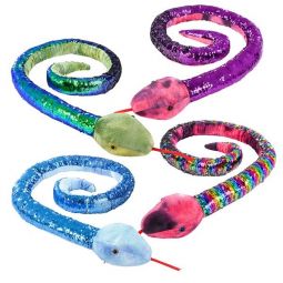 Adventure Planet Sequinimals Plush - SET OF 4 SNAKES (Rainbow, Purple, Blue & Green) (67 inch)