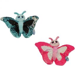 Adventure Planet Sequinimals Plush - SET OF 2 BUTTERFLIES (Blue & Pink) (10 inch)