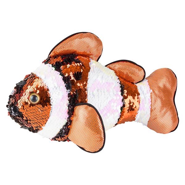 Adventure Planet Sequinimals Plush - CLOWN FISH (Sequin - Orange & Silver) (10 inch)