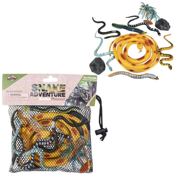 Rhode Island Novelty Toys SNAKE ADVENTURE MESH BAG PLAYSET (12 Pieces