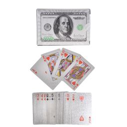 Rhode Island Novelty - Games & Toys - SILVER FOIL $100 BILL PLAYING CARDS DECK