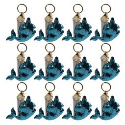 Generic Value Plush - FLIP SEQUIN NARWHAL KEYCHAIN (1 Dozen)(Blue & Silver - 2.5 inch)