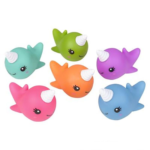 Rhode Island Novelty - Rubber Water Squirting Bath Toys - NARWHALS (Set of 6 Styles)