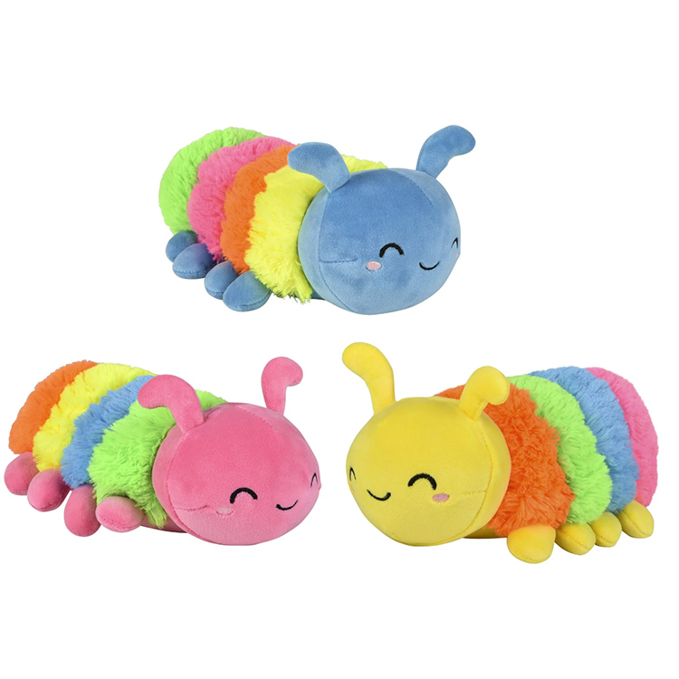 Rhode Island Novelty Plush SET OF 3 CATERPILLARS (Blue, Pink & Yellow