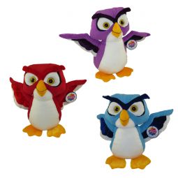 Generic Value Plush - SET OF 3 HOOTER OWLS (Blue, Purple & Red) (Medium - 14 inches)