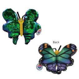 Rhode Island Novelty - Flip Sequin Plush - BUTTERFLY (Sequin - Blue/Green & Black)(14 inch)