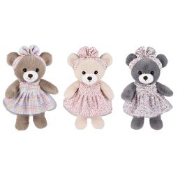 Adventure Planet Plush - SET OF 3 SUNDRESS BEARS (Gray, Cream & Light Brown)[12 inch]