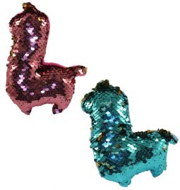 Rhode Island Novelty - Flip Sequin Plush - SET OF 2 ALPACAS (Blue & Pink)(6 inch)
