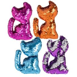 Rhode Island Novelty - Flip Sequin Plushes - SET OF 4 CATS (Blue, Orange, Pink & Purple) (6 inch)