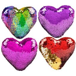 Rhode Island Novelty - Flip Sequin Plushes - SET OF 4 HEARTS (Rainbow, Pink, Red & Purple) (5 inch)