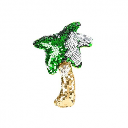 Rhode Island Novelty - Flip Sequin Plush - PALM TREE (Sequin - Green, Gold & Silver) (5 inch)