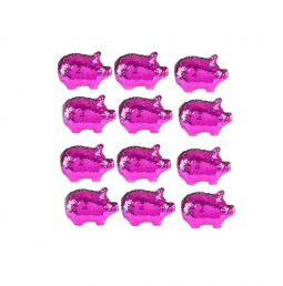Rhode Island Novelty - Flip Sequin Plushes - PIGS (1 Dozen)(Sequin - Pink & Silver) (6 inch)