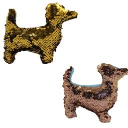 Rhode Island Novelty - Flip Sequin Plushes - SET OF 2 PUPPIES (Black & Pink)(5 inch)