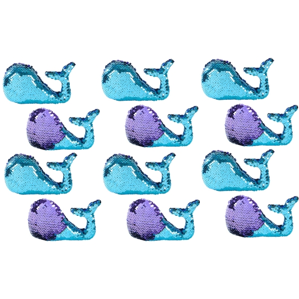 Rhode Island Novelty - Flip Sequin Plush - WHALES (1 Dozen)(Sequin - Purple & Blue) (6 inch)
