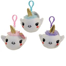 Squish Slow Rise Plush Key Clips - UNICORNS (Set of 3 Hair Colors - Pink, Purple & Blue)