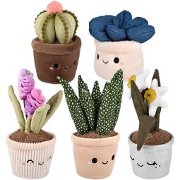 Rhode Island Novelty Succulent Plant Plushes - SET OF 5 [Daisy, Cactus, Aloe Vera, Hyacinth +1)